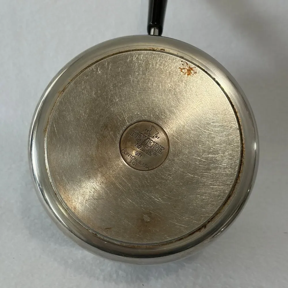Revere Ware 1 QT Saucepan Pot & Lid Clinton 97C Aluminum Disc Bottom Stainless